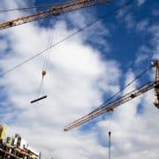 building site with industrial cranes