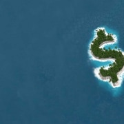 A remote island in the shape of a dollar sign