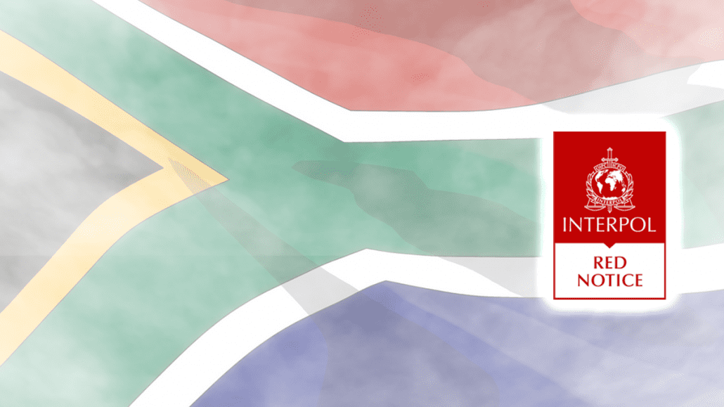 Interpol red notice against South African flag