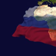 Russian flag superimposed over African continent