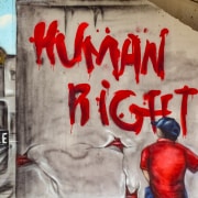 Illustration of graffiti saying "human rights"