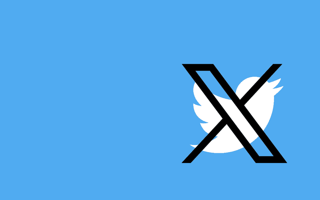 Old Twitter logo with new X logo on top