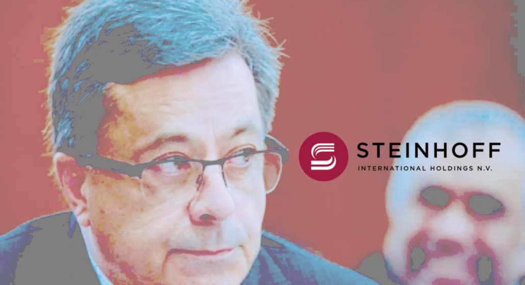 Steinhoff logo superimposed on a photo of former CEO Markus Jooste